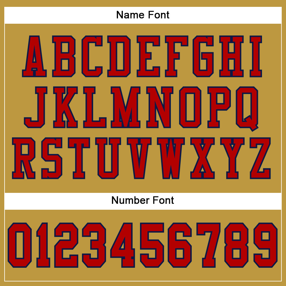 Custom Old Gold Red-Navy Mesh Authentic Football Jersey