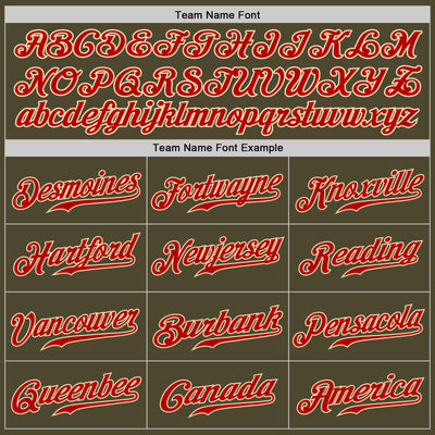 Custom Olive Red-Cream Authentic Salute To Service Baseball Jersey