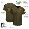 Custom Olive Black-Old Gold Authentic Salute To Service Baseball Jersey