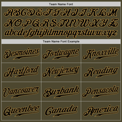 Custom Olive Black-Old Gold Authentic Salute To Service Baseball Jersey