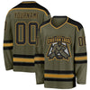 Custom Olive Black-Old Gold Salute To Service Hockey Jersey