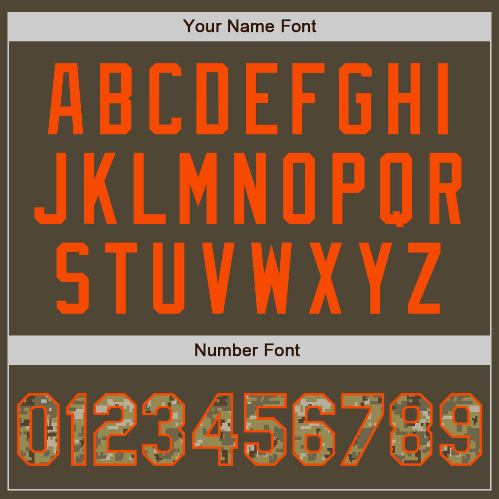 Custom Olive Camo-Orange Authentic Salute To Service Baseball Jersey