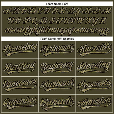 Custom Olive City Cream Pinstripe Camo-Black Authentic Salute To Service Baseball Jersey