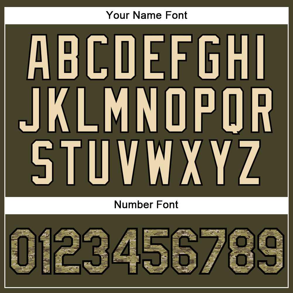 Custom Olive City Cream Pinstripe Camo-Black Authentic Salute To Service Baseball Jersey