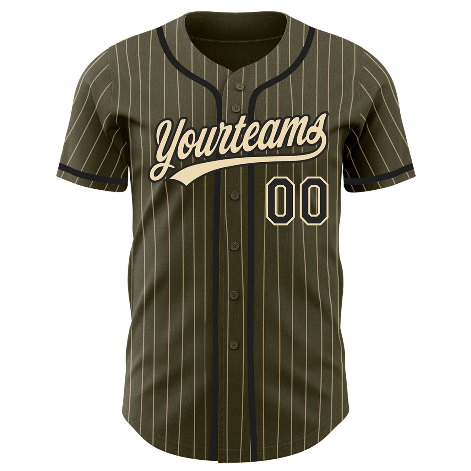 Custom Olive City Cream Pinstripe Black Authentic Salute To Service Baseball Jersey