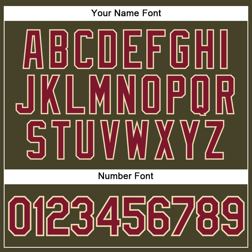 Custom Olive City Cream Pinstripe Crimson Authentic Salute To Service Baseball Jersey