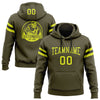 Custom Stitched Olive Neon Yellow-Black Football Pullover Sweatshirt Salute To Service Hoodie