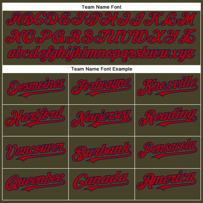 Custom Olive Red-Navy Authentic Salute To Service Baseball Jersey