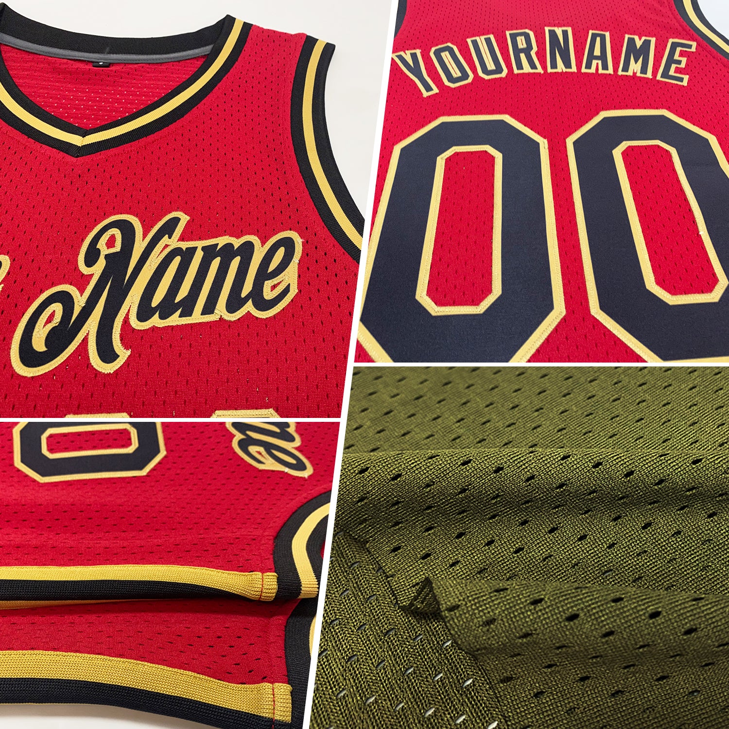 Custom Olive Black-Gold Authentic Throwback Salute To Service Basketball Jersey