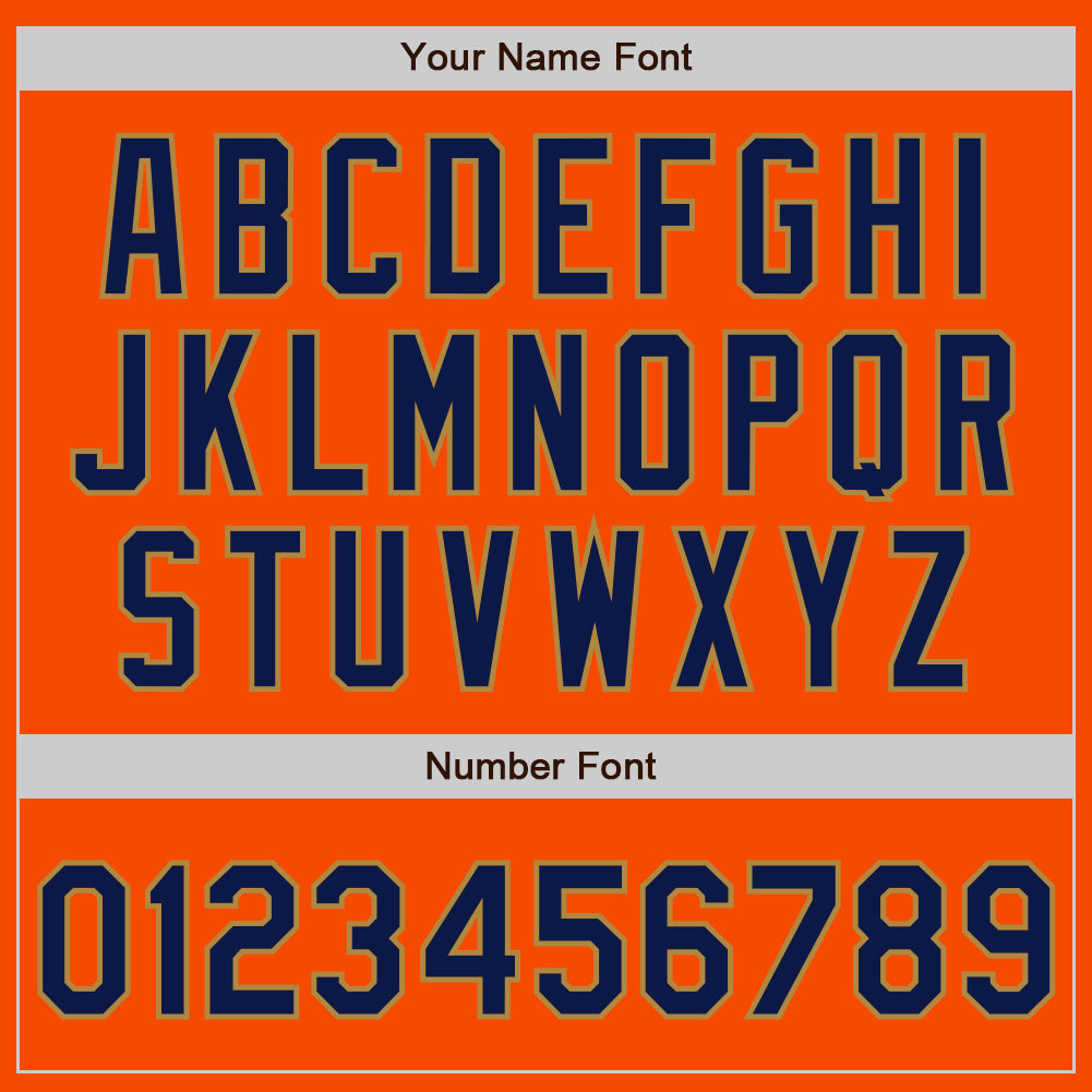 Custom Orange Navy-Old Gold Authentic Baseball Jersey