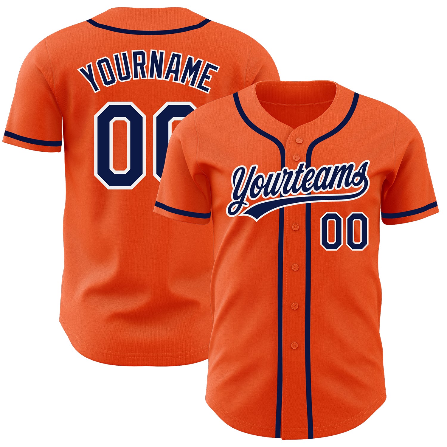 Custom Navy Orange-White Authentic Baseball Jersey Discount