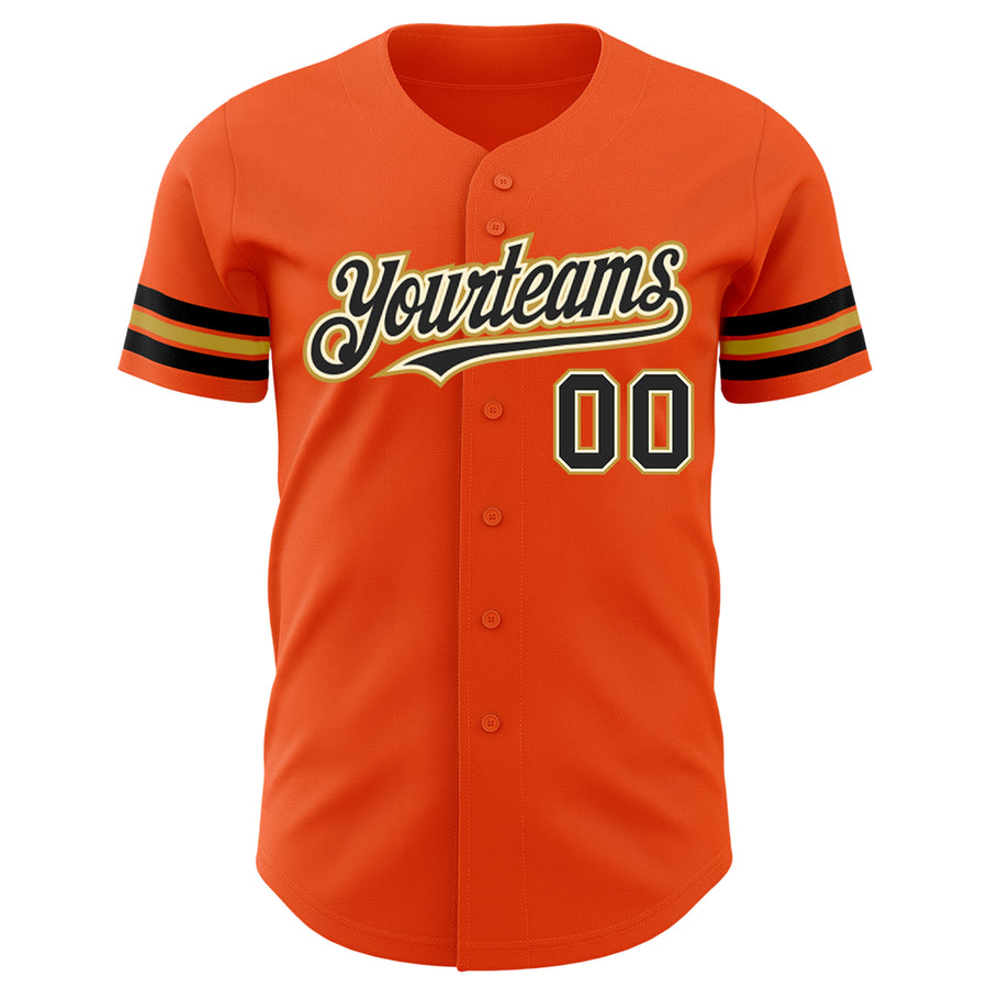 Custom Orange Black Cream-Old Gold Authentic Baseball Jersey