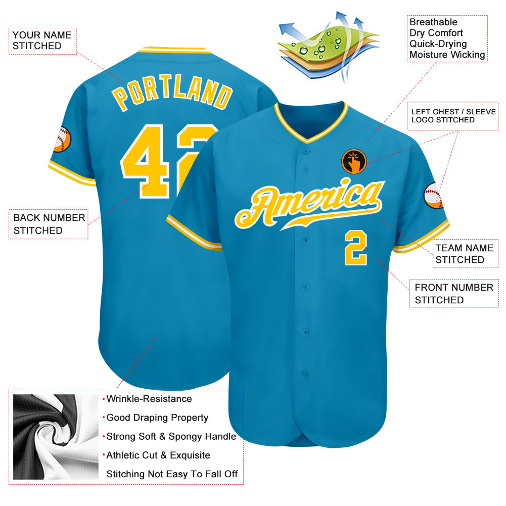 Custom Panther Blue Gold-White Authentic Baseball Jersey