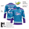 Custom Panther Blue White-Purple Hockey Lace Neck Jersey