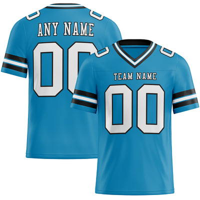 Custom Panther Blue White-Black Authentic Football Jersey