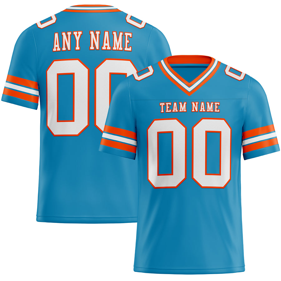 Custom Panther Blue White-Orange Authentic Football Jersey