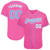 Custom Pink White Pinstripe Light Blue-White Authentic Baseball Jersey