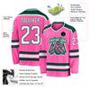 Custom Pink White-Green Hockey Jersey