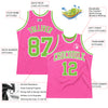 Custom Pink Neon Green-White Authentic Throwback Basketball Jersey
