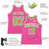 Custom Pink White Pinstripe Neon Green-White Authentic Basketball Jersey