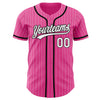 Custom Pink White Pinstripe White-Black Authentic Baseball Jersey