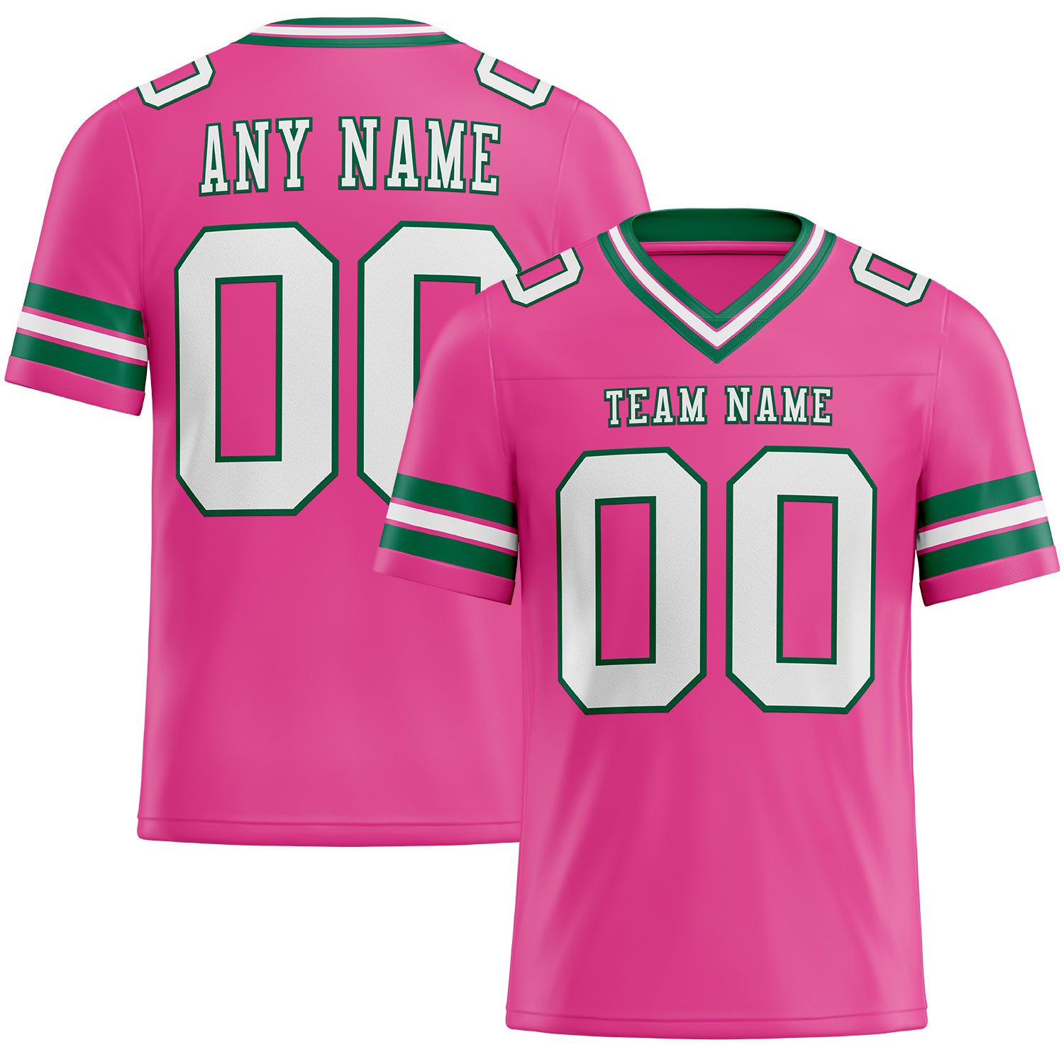 Custom Pink White-Kelly Green Authentic Football Jersey