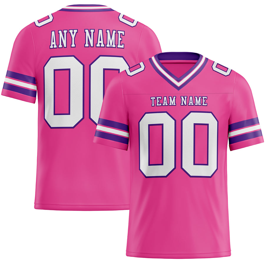 Custom Pink White-Purple Authentic Football Jersey