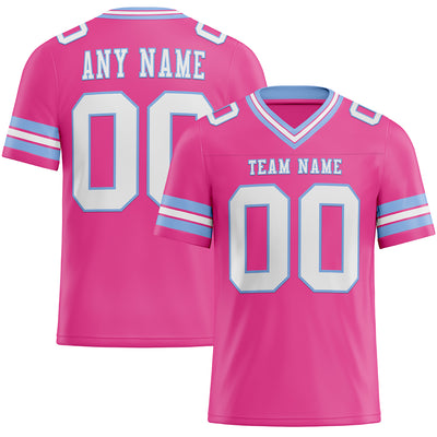 Custom Pink White-Light Blue Authentic Football Jersey