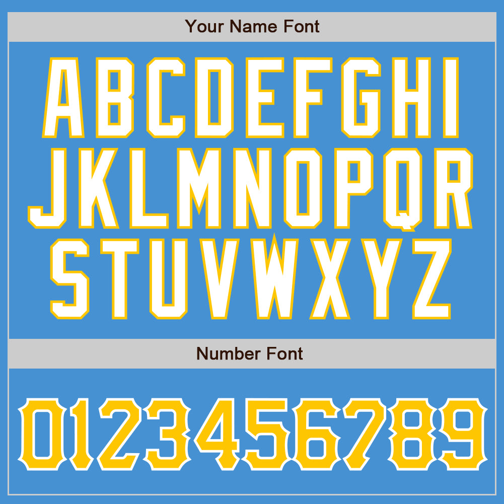 Custom Powder Blue White Pinstripe Gold-White Authentic Baseball Jersey