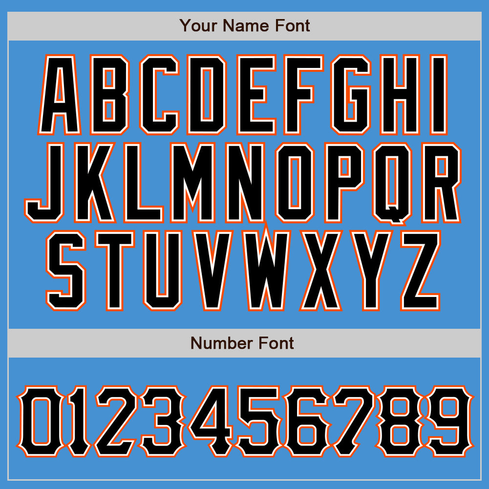 Custom Powder Blue Black Pinstripe Black-Orange Authentic Baseball Jersey