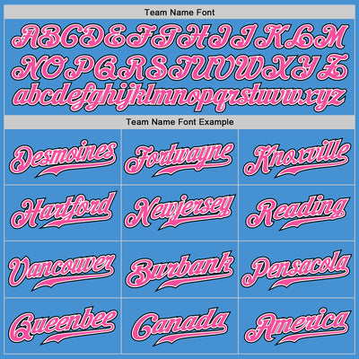 Custom Powder Blue Black Pinstripe Pink-White Authentic Baseball Jersey