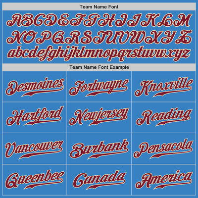 Custom Powder Blue Crimson-City Cream Authentic Baseball Jersey