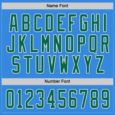 Custom Powder Blue Kelly Green-White Hockey Jersey