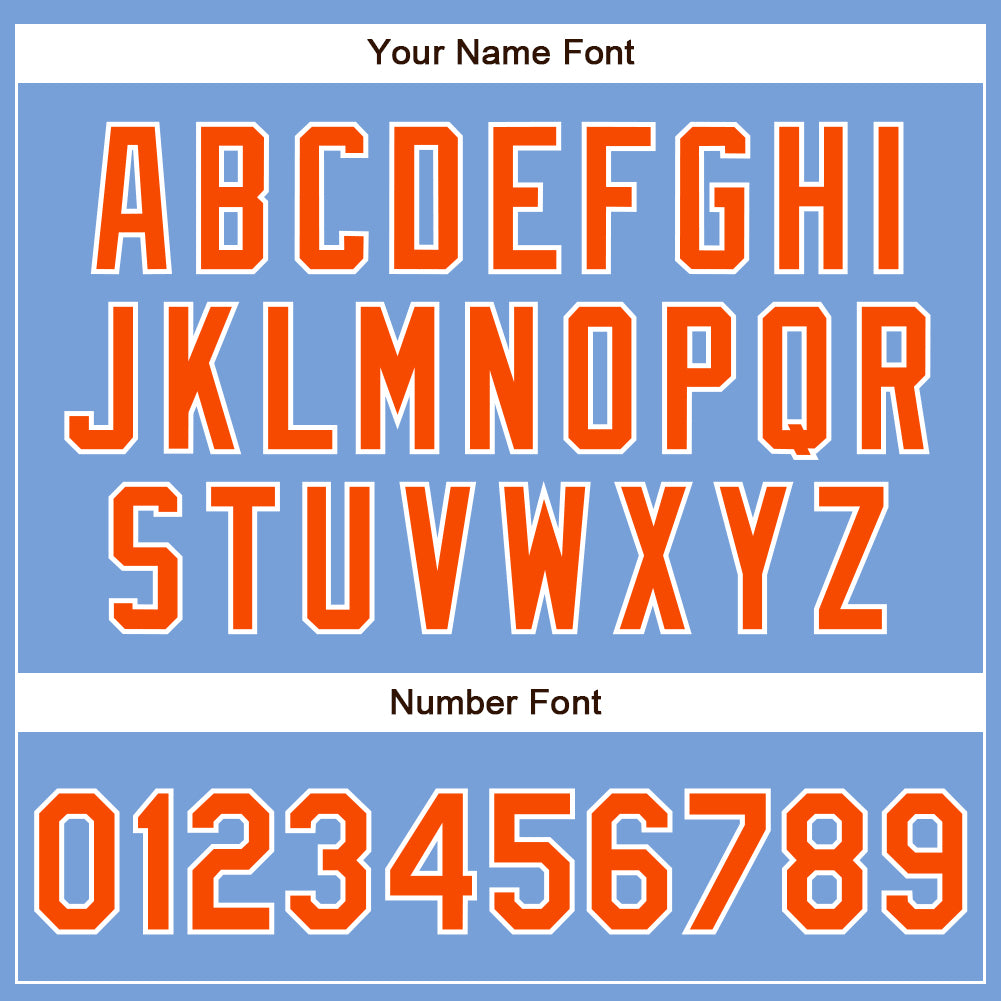 Custom Powder Blue Orange-White Authentic Baseball Jersey
