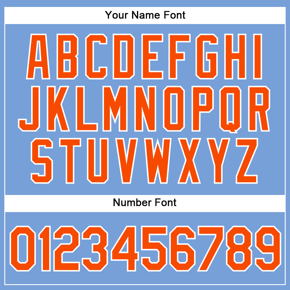 Custom Powder Blue White Pinstripe Orange Authentic Baseball Jersey