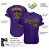 Custom Purple Black Pinstripe Black-Gold Authentic Baseball Jersey