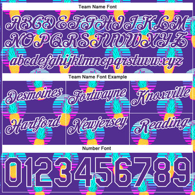 Custom Purple Purple-White 3D Pattern Design Pineapples Authentic Basketball Shorts