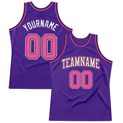 Custom Purple Pink-Black Authentic Throwback Basketball Jersey