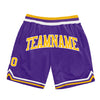 Custom Purple Gold-White Authentic Throwback Basketball Shorts