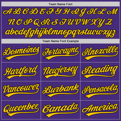 Custom Purple Black-Gold Authentic Baseball Jersey