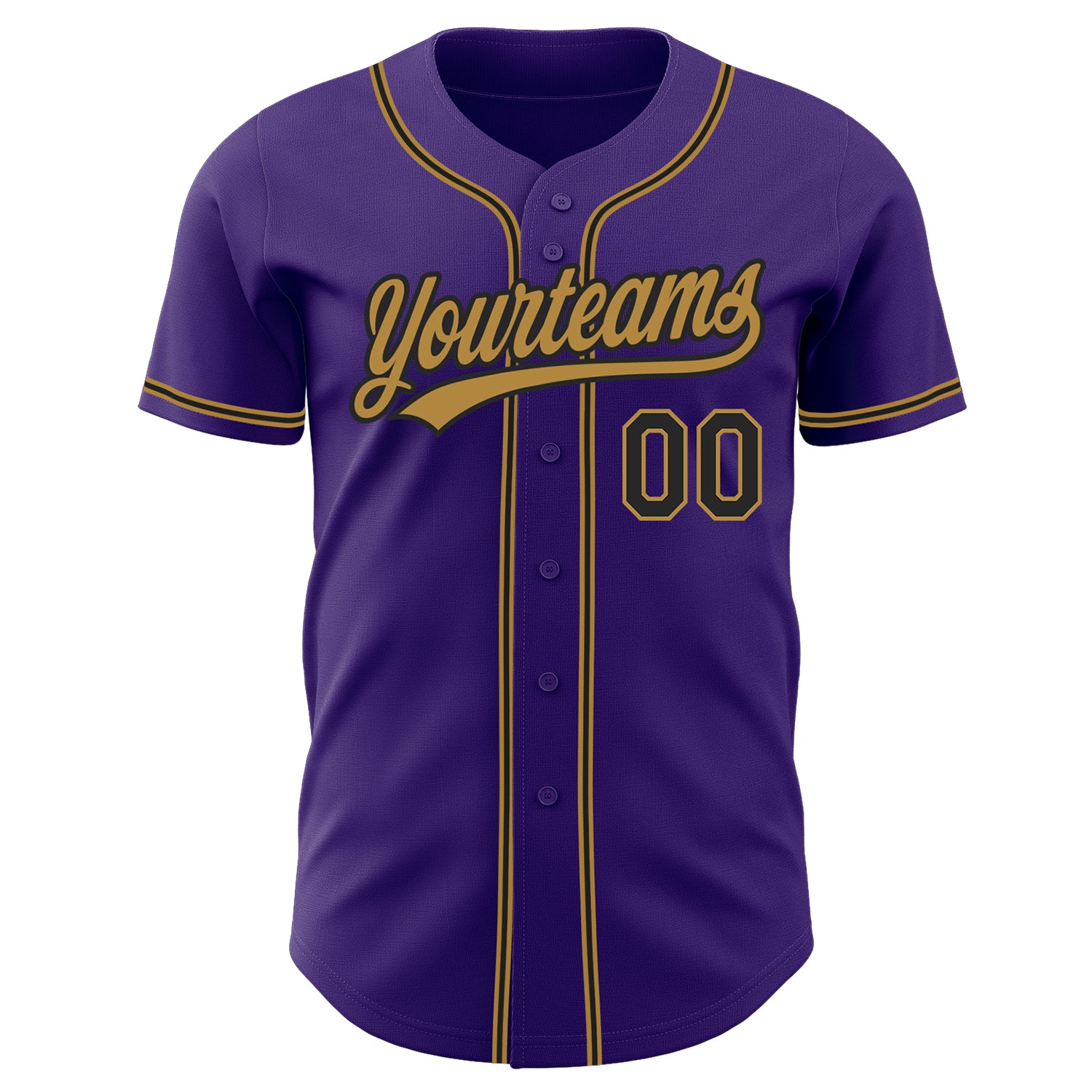 Custom Purple Black-Old Gold Authentic Baseball Jersey