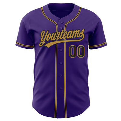 Custom Purple Black-Old Gold Authentic Baseball Jersey