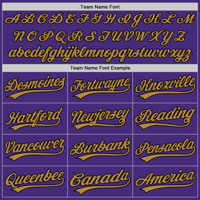 Custom Purple Black-Old Gold Authentic Baseball Jersey