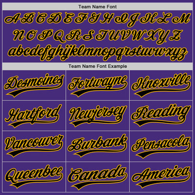 Custom Purple Black Pinstripe Black-Gold Authentic Baseball Jersey