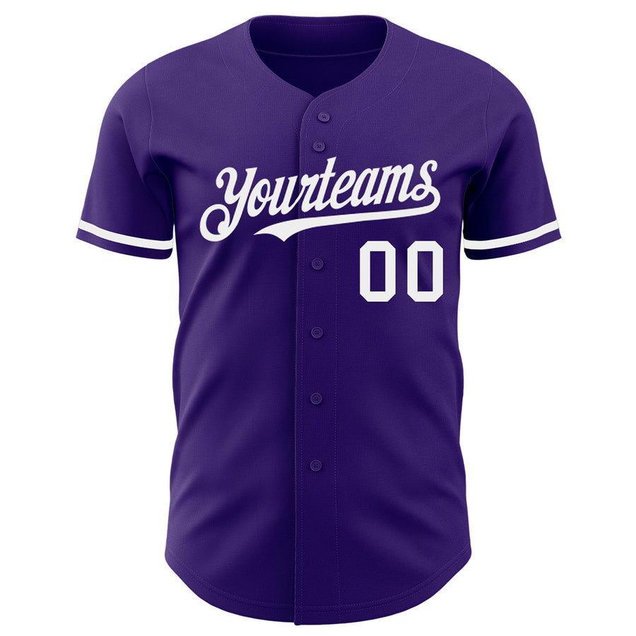 Custom Purple White Authentic Baseball Jersey