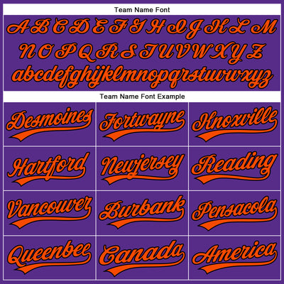 Custom Purple Black Pinstripe Orange Authentic Baseball Jersey