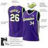 Custom Purple White-Neon Green Authentic Throwback Basketball Jersey