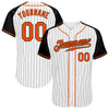 Custom White Black Pinstripe Orange-Black Authentic Raglan Sleeves Baseball Jersey
