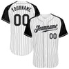 Custom White Black Pinstripe Black-Gray Authentic Raglan Sleeves Baseball Jersey
