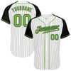 Custom White Black Pinstripe Neon Green-Black Authentic Raglan Sleeves Baseball Jersey